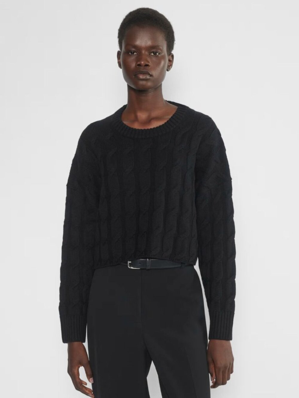 Aritzia Babaton Glory Merino Wool Cableknit Crewneck Sweater S